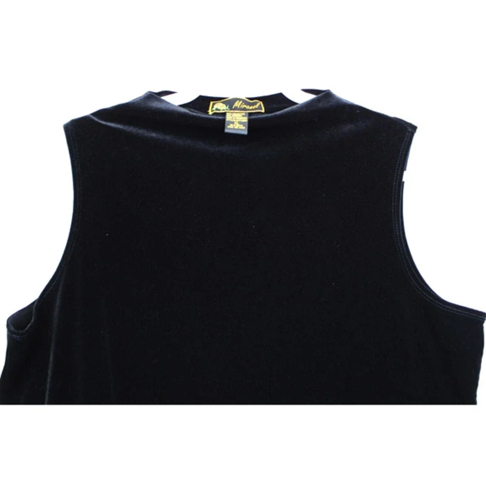 Mirasol Black Velvet Sleeveless Top Women XL Pullover Mock‎ Neck Tank Minimalist
